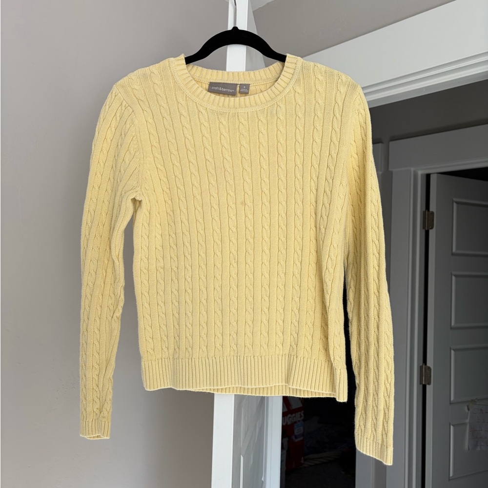 croft & barrow 100% cotton Pastel Yellow Cable Knit Crewneck Sweater